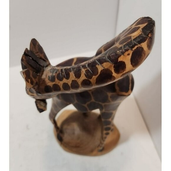 Vtg Besmo Kenya Handcarved Wooden Pair of Giraffe Figurines 12" Tall - Picture 5 of 16